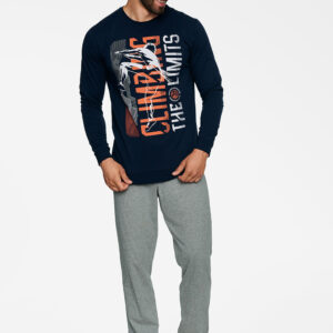 Piżama Męska Model Block 40023-59X Navy/Grey - Henderson