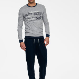 Piżama Męska Model Beast 40034-90X Grey Melange/Navy - Henderson